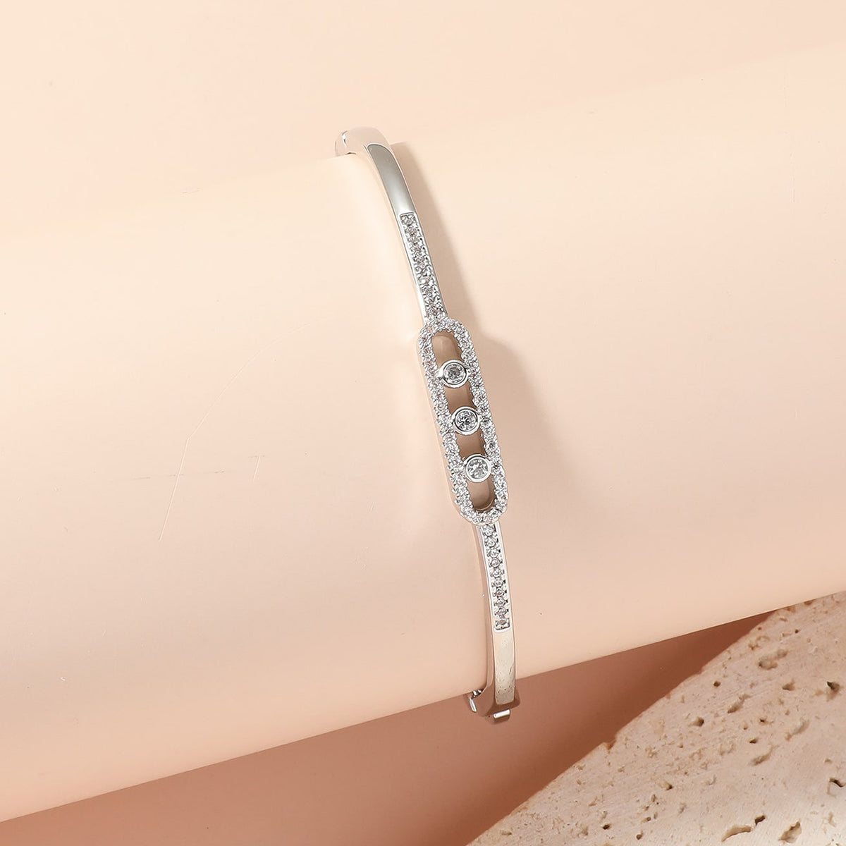 Beaut&Berry Luxurious 18k Gold Plated Bracelet for Women and Men Style Copper Zircon Bangle 2-color for Wife and Friends Gifts