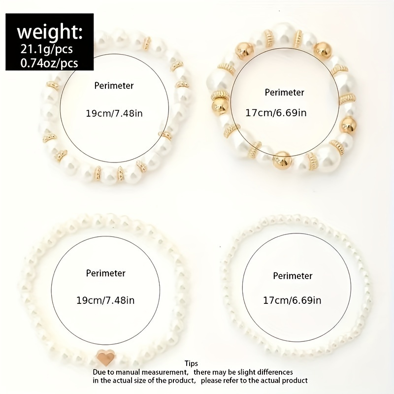 Pearl Love Bracelet Set 4-Piece Elegant Women’s Jewelry