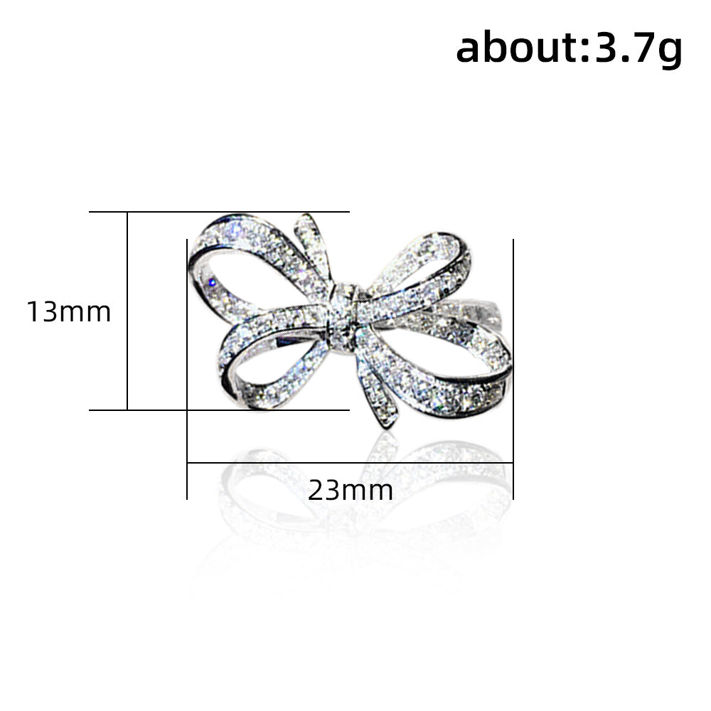Huitan Bow CZ Wedding Ring Women’s Luxury Anniversary Jewelry