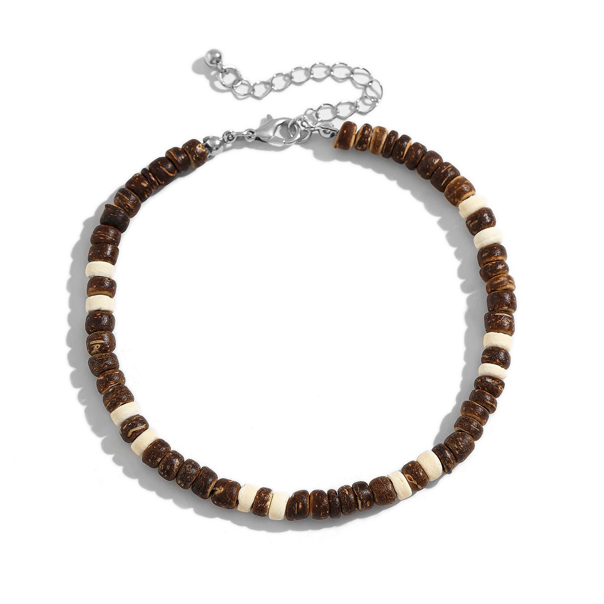 KunJoe Vintage Brown Wood Beads Anklets Chain for Men Ethnic Coconut Husk Foot Chain Summer Ankle Accessories Male Trend Jewelry