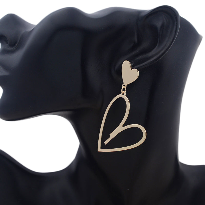 2025 New Trendy Heart Pendants Women's Hanging Earrings Double-layers Love Heart Dangle Earrings Lovely Bohemian Ear Jewelry