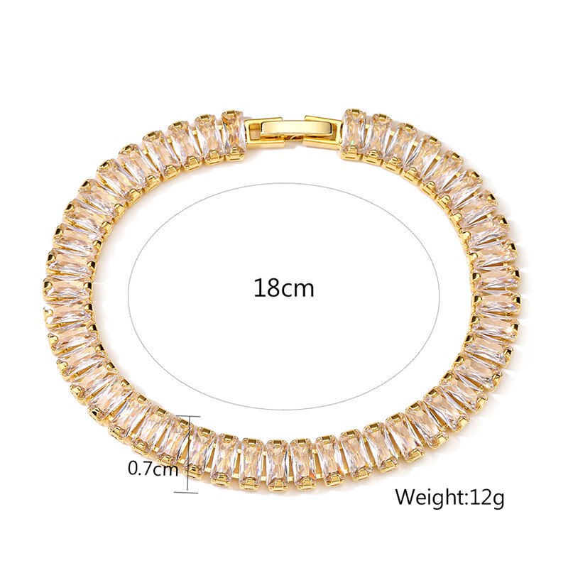 Korean Style Rectangle Zirconia Tennis Bracelet Gold Women’s Jewelry