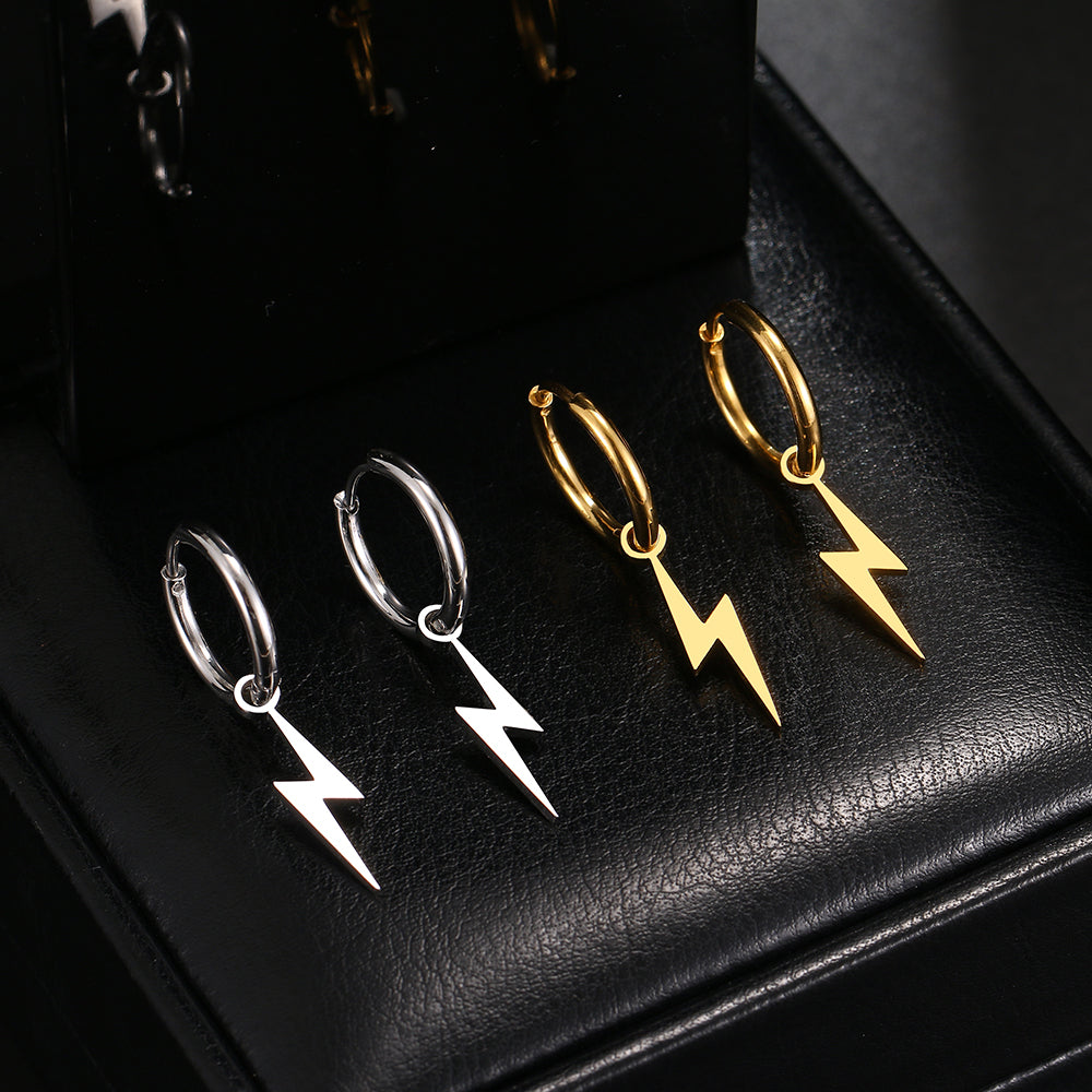 Stainless Steel Earrings New Lightning Plated Hoops Earrings 2022 Trend Charm Earrings For Women Jewelry Party Best Gifts