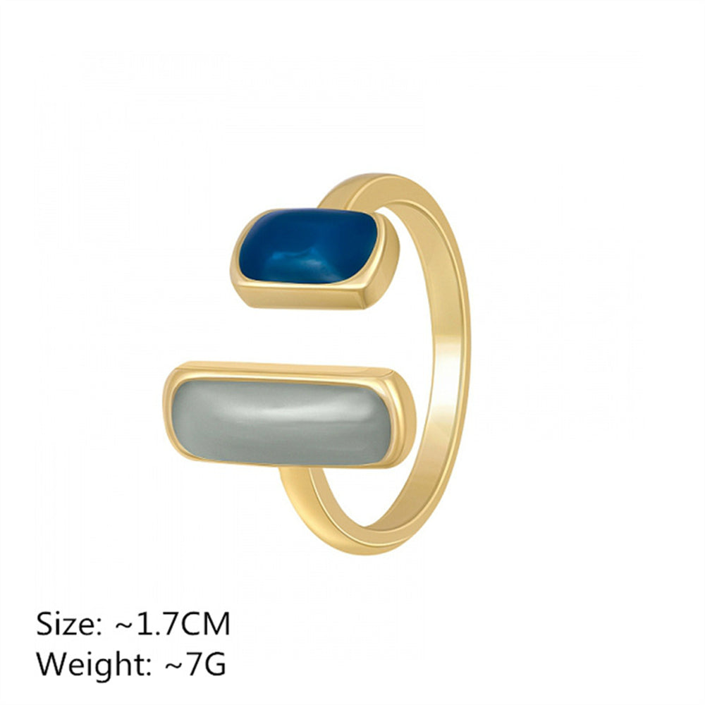 New Adjustable Colorful Drip Glaze Ring for Women Fashion Retro Geometric Gold Color Metal Rings Wedding Jewelry Birthday Gifts