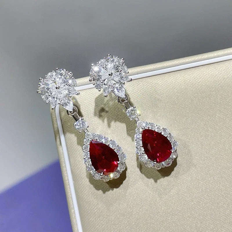 Women’s Red Drop Earrings Creative Attractive Wedding Jewelry Gift