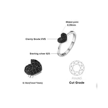 Heart Love 925 Sterling Silver Black Spinel Ring for Women Cute Promise Gemstone Jewelry