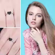 Heart Love 925 Sterling Silver Black Spinel Ring for Women Cute Promise Gemstone Jewelry
