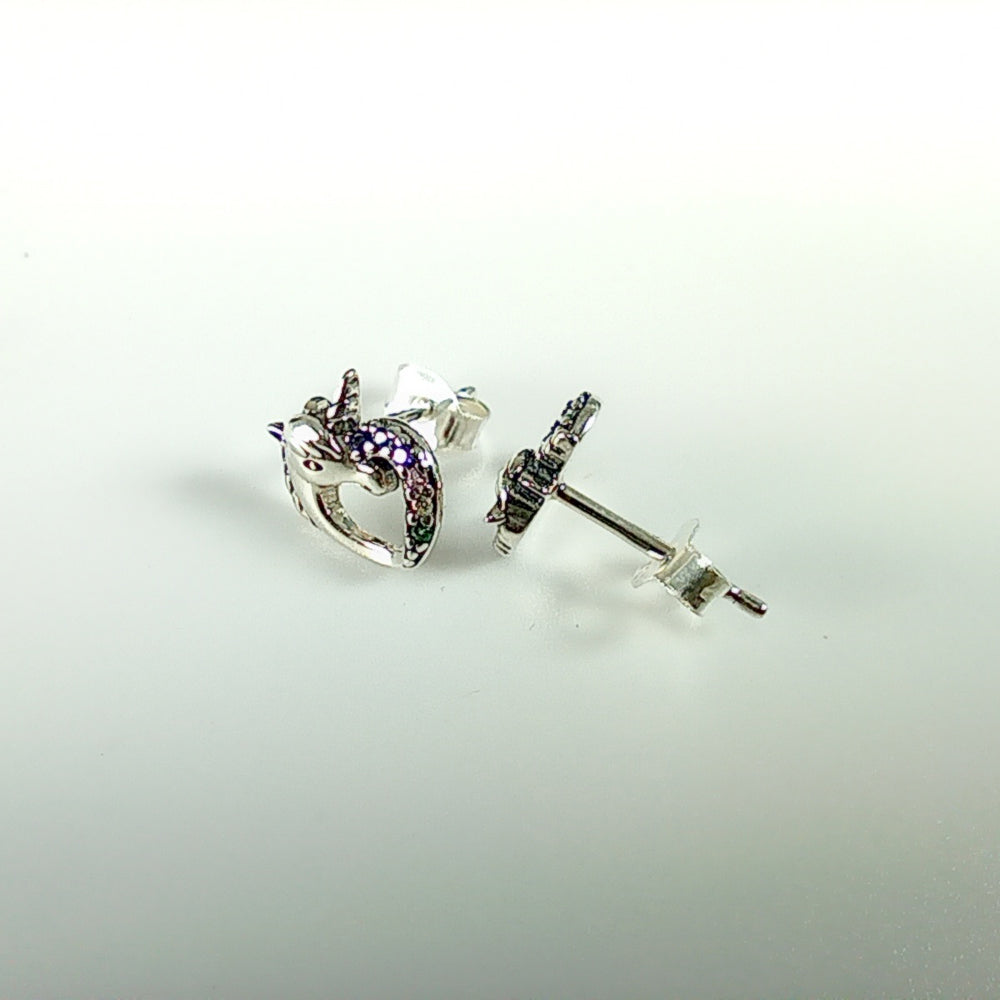 Sterling Silver 925 Unicorn Heart Stud Earrings – Cute & Magical