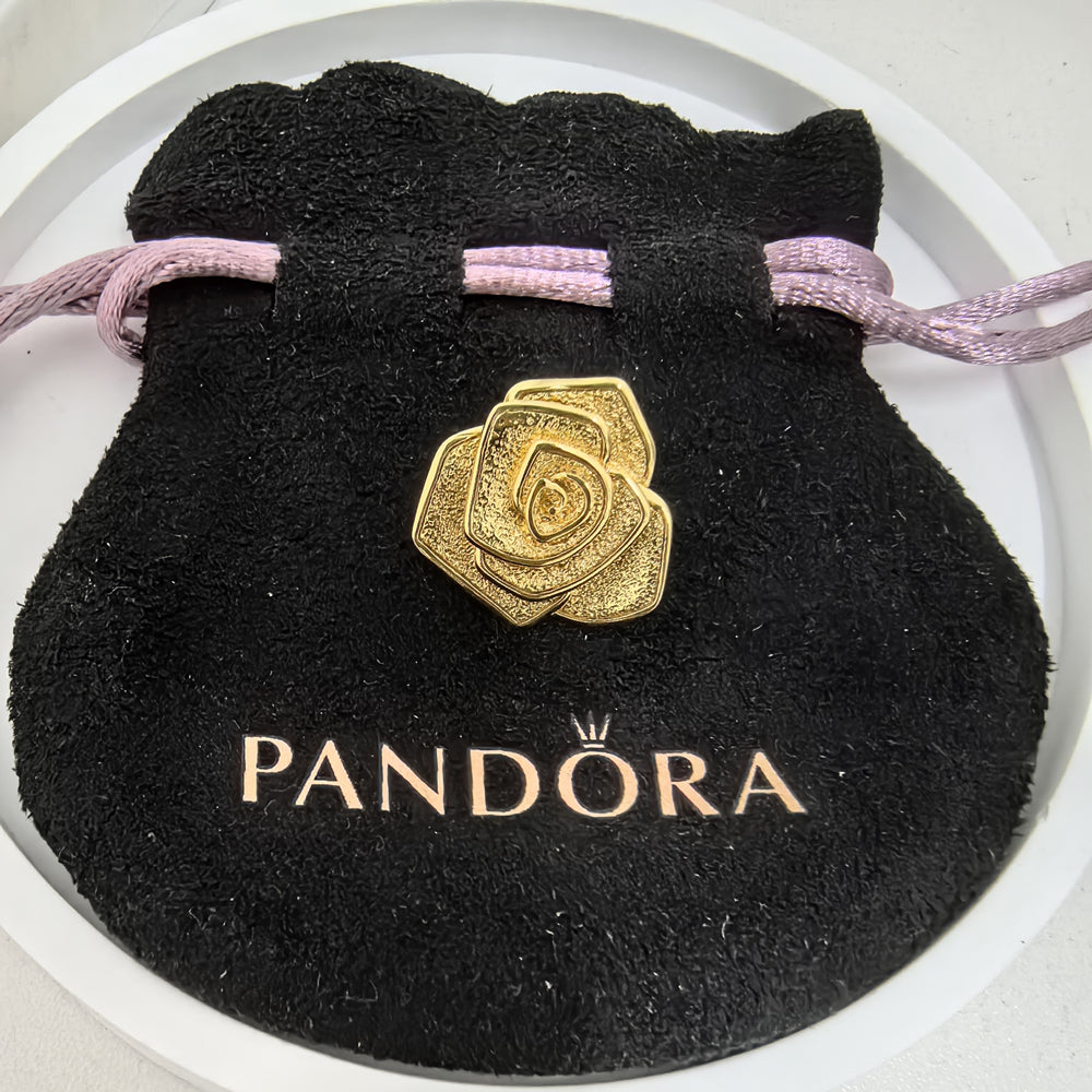 Pandora Gold Rose in Bloom Oversized Charm | Genuine ALE S925