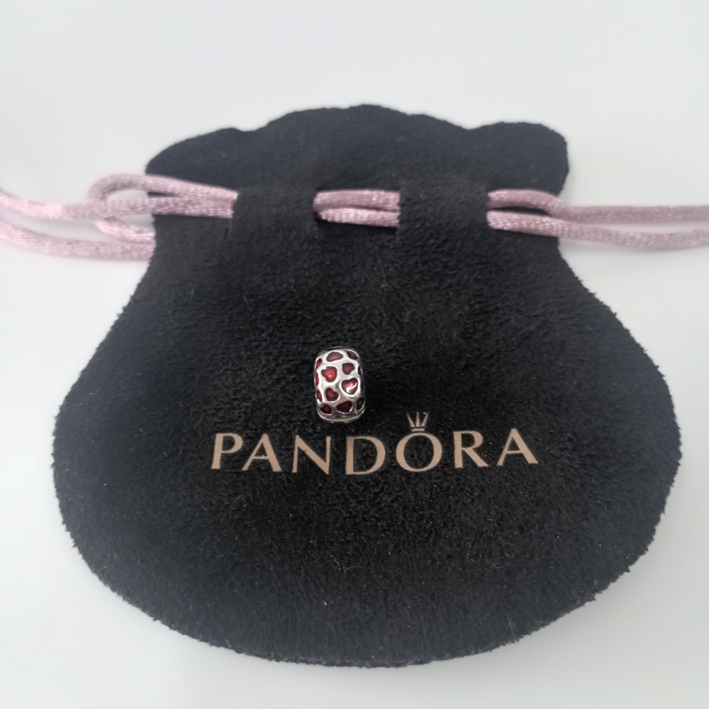Authentic Pandora Sterling Silver Hearts Round Clip Charm