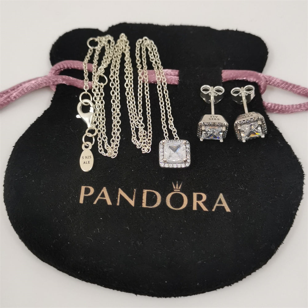 Pandora Always Close Heart Pendant Necklace & Stud Earring Set – 45cm