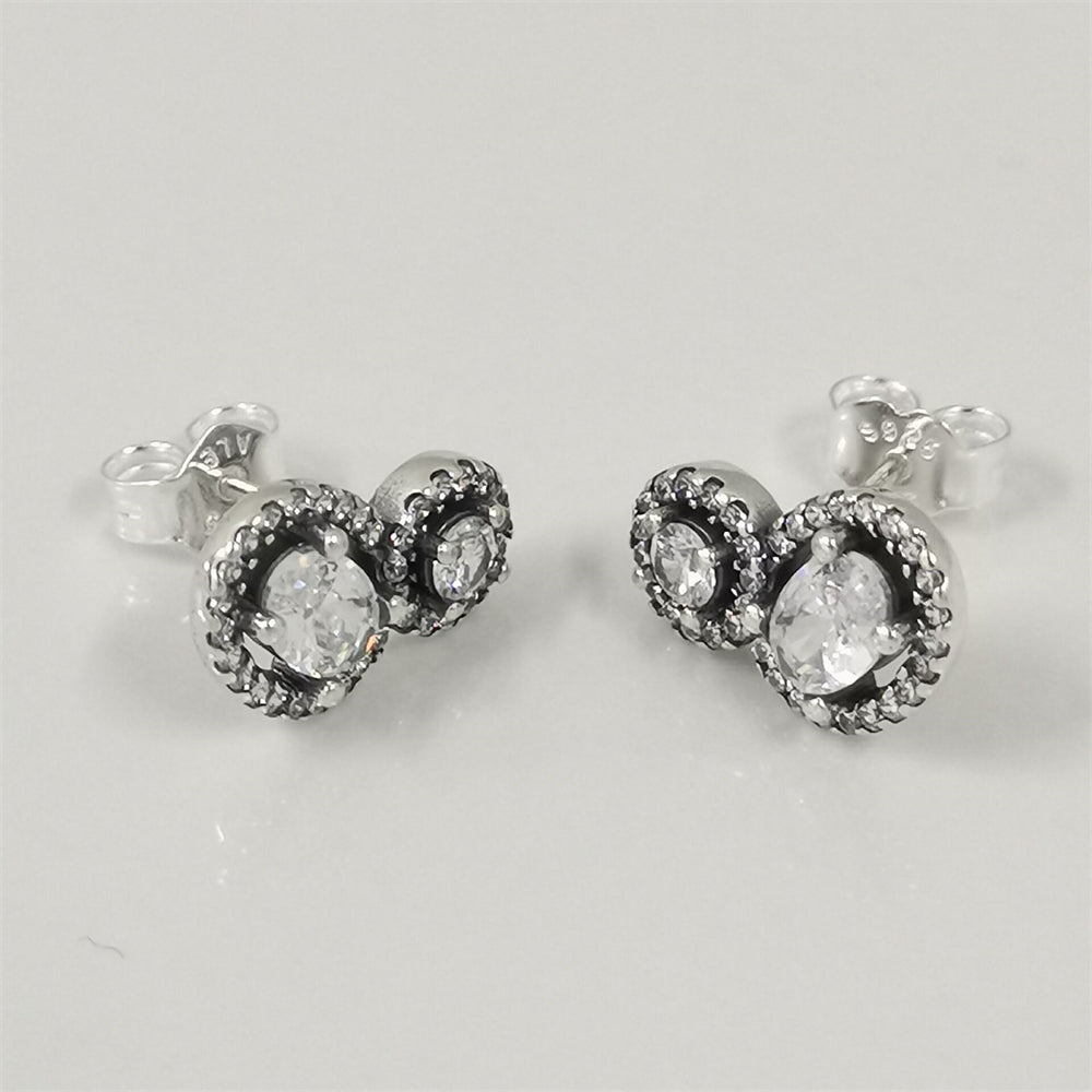 Authentic Pandora Embracing Halo Stud Earrings – Sterling Silver with Sparkling Stones