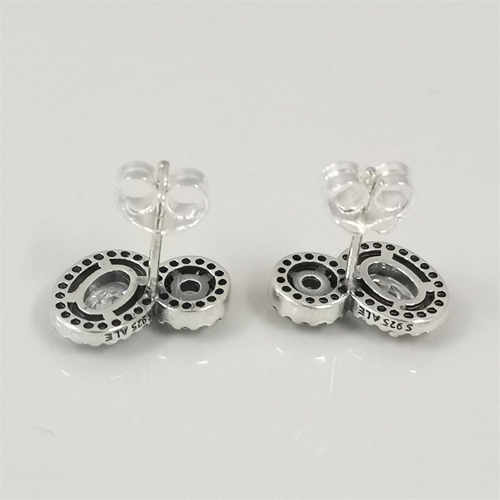 Authentic Pandora Embracing Halo Stud Earrings – Sterling Silver with Sparkling Stones