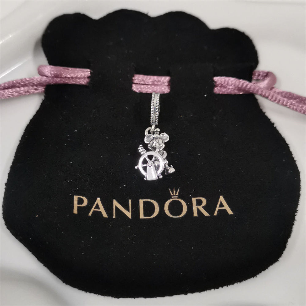 925 Sterling Silver Cartoon Character Beaded Chain Charm for DIY Bracelets