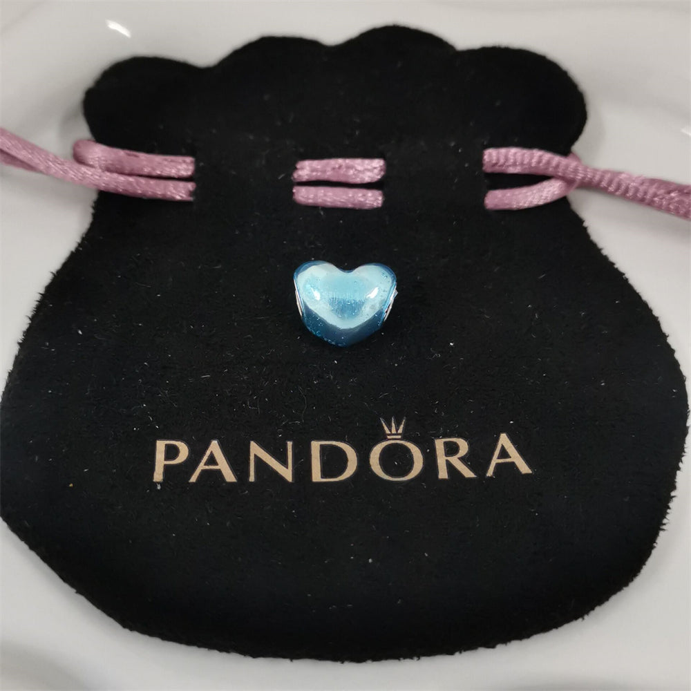 Pandora Multi-Color Metallic Heart Charm – Bold Love in Black, Blue, Sky & Green