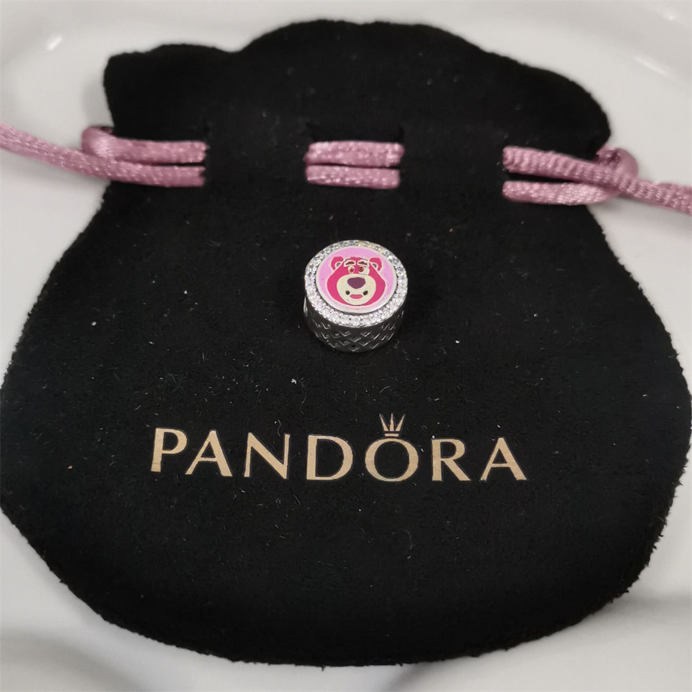 Authentic Pandora Strawberry Bear Charm – Sterling Silver & Enamel