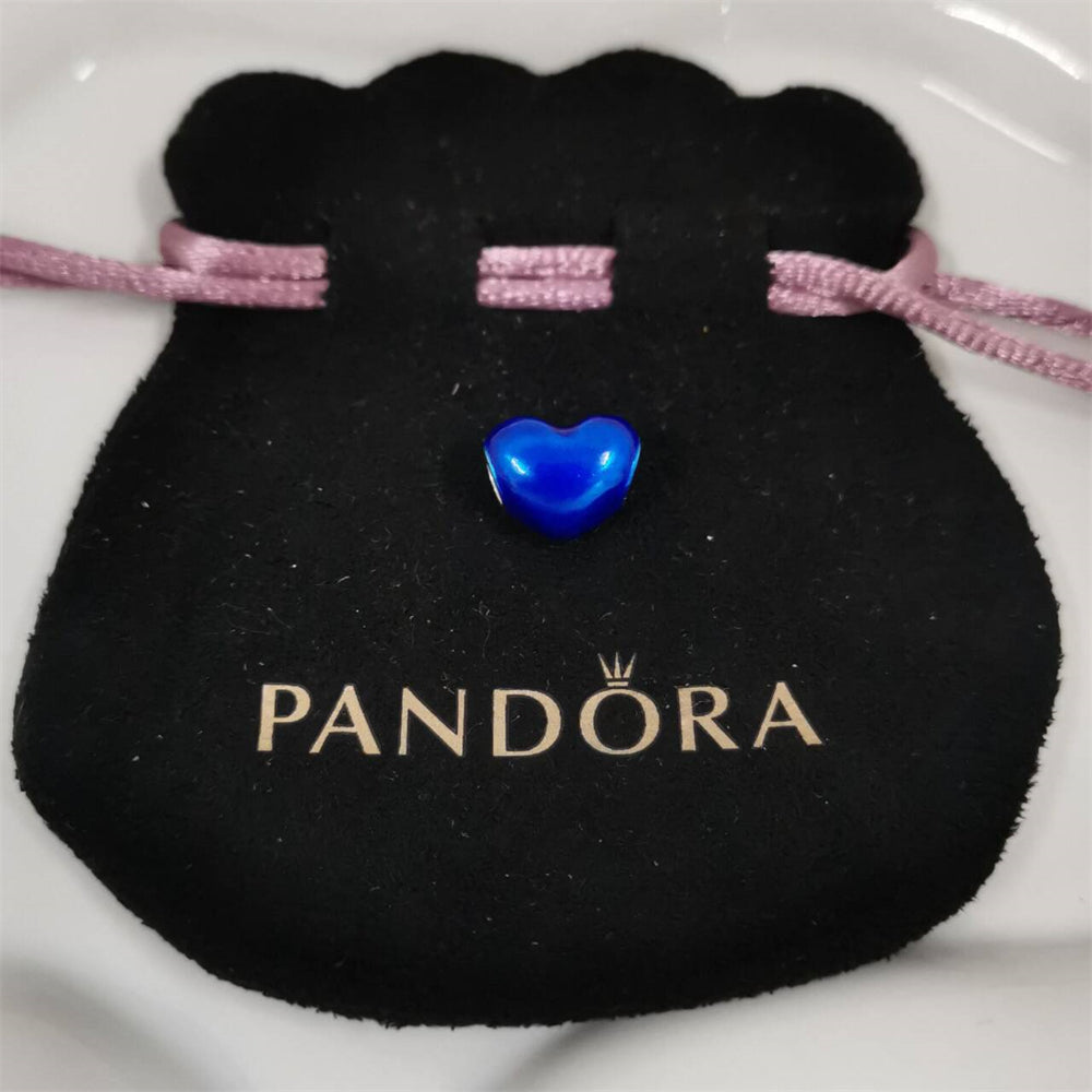 Pandora Multi-Color Metallic Heart Charm – Bold Love in Black, Blue, Sky & Green