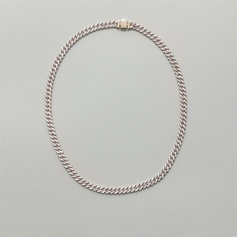 Pandora Rose Gold Pavé Cuban Chain Necklace – Elegant Sparkle in a Bold Design