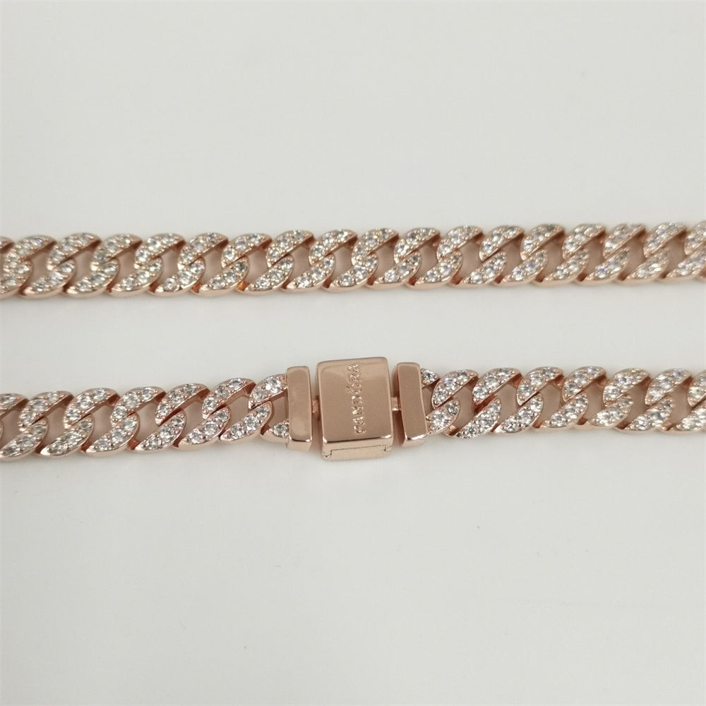 Pandora Rose Gold Pavé Cuban Chain Necklace – Elegant Sparkle in a Bold Design