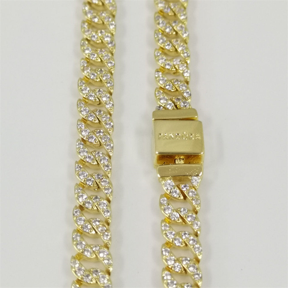 Pandora Golden Pavé Cuban Chain Necklace – Sparkling Statement Piece