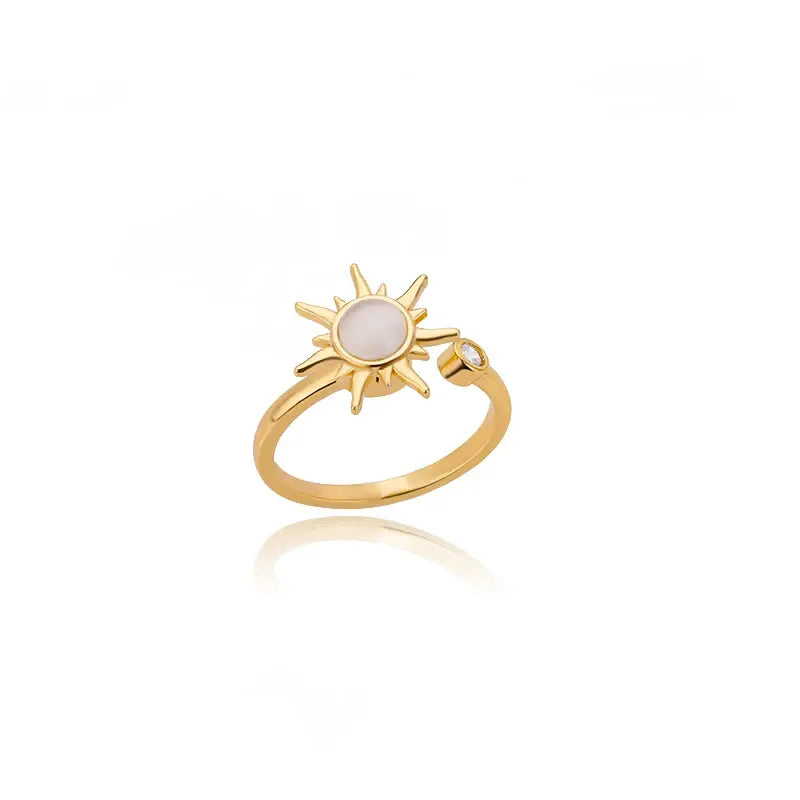 Women’s Stainless Steel Spinner Ring – Sun Pendant Fidget Ring for Anxiety & Stress Relief, Fashion Jewelry Gift
