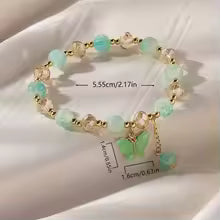 Butterfly Charm Beaded Stretch Bracelet for Women Multicolor Faceted Beads Cute Jewelry Gift
