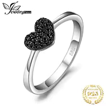 Heart Love 925 Sterling Silver Black Spinel Ring for Women Cute Promise Gemstone Jewelry