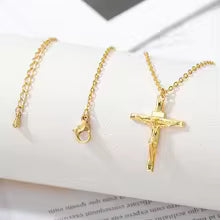 Christian Jesus Cross Pendant Necklace Stainless Steel Religious Jewelry for Men & Women