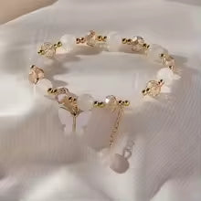 Butterfly Charm Beaded Stretch Bracelet for Women Multicolor Faceted Beads Cute Jewelry Gift