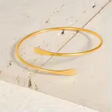 Fashion Gold Metal Geometric Open Cuff Bracelet Unisex Adjustable Smooth Bangle Couple Jewelry Gift