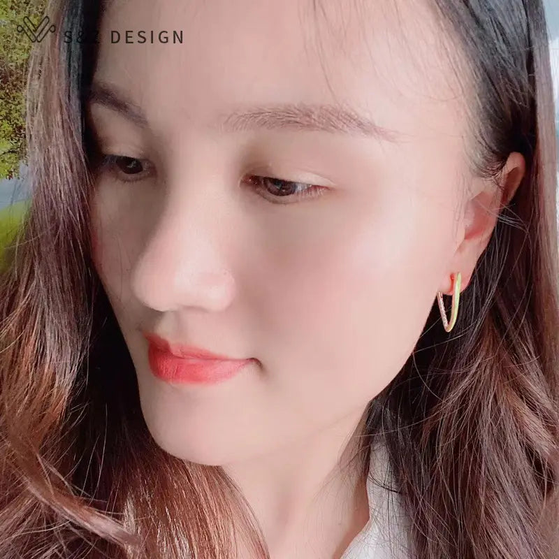 S&Z DESIGN New Fashion Gold Color Green Enamel Dangle Earrings For Women Wedding Party Cubic Zirconia Jewelry