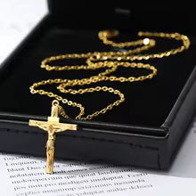 Christian Jesus Cross Pendant Necklace Stainless Steel Religious Jewelry for Men & Women