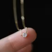 925 Sterling Silver 14K Gold Plated Zircon Necklace Elegant Clavicle Chain for Women Wedding Jewelry