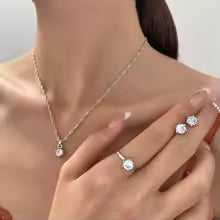 5PCS Elegant Crystal Zirconia Jewelry Set Necklace, Bracelet, Ring & Earrings for Women