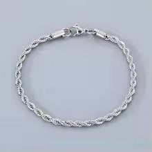 18K Gold Plated 925 Sterling Silver Chain Bracelet Unisex 4MM Simple Charm Jewelry Gift 20cm