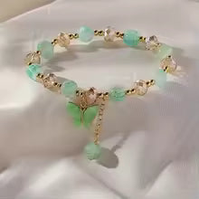 Butterfly Charm Beaded Stretch Bracelet for Women Multicolor Faceted Beads Cute Jewelry Gift