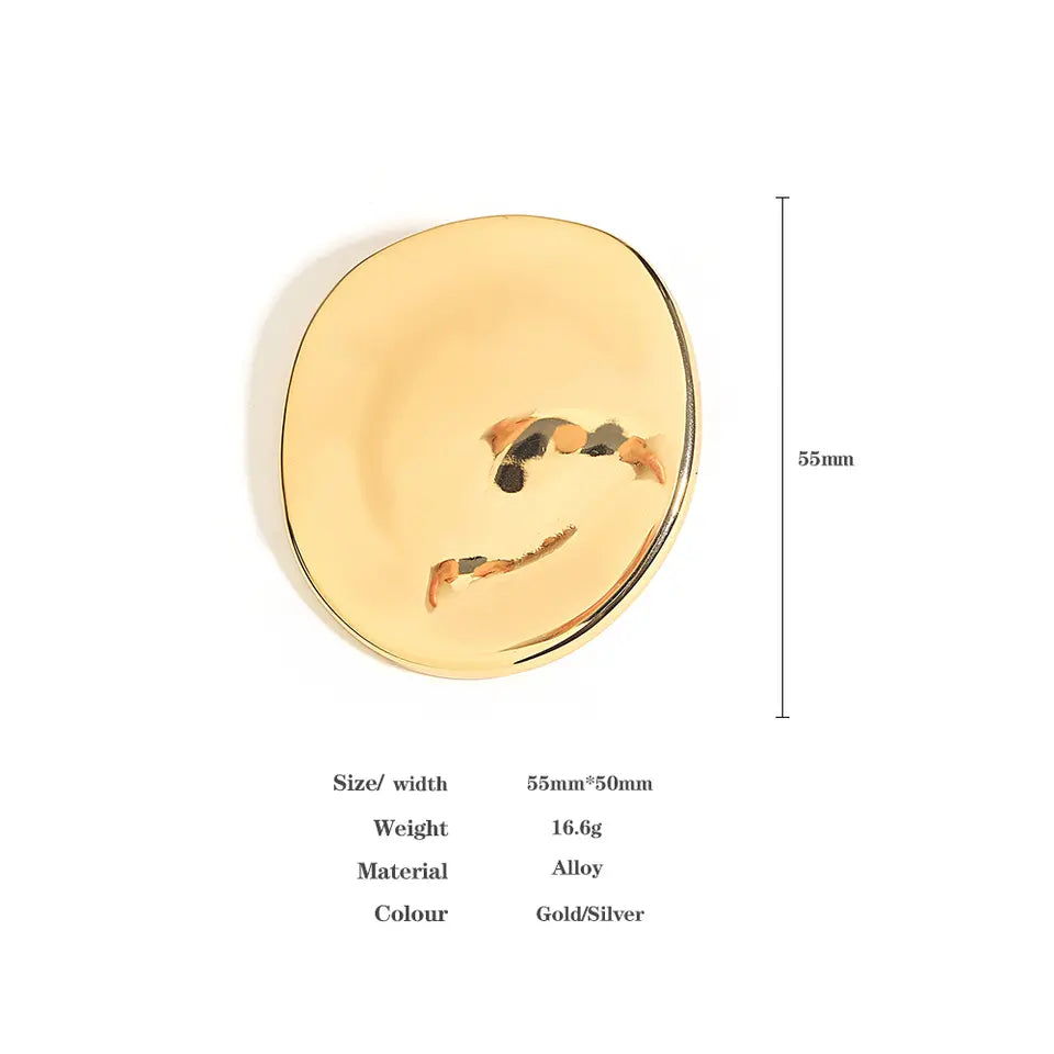 Greatera Irregular Folded Round Brooch Gold Metal Jewelry for Women