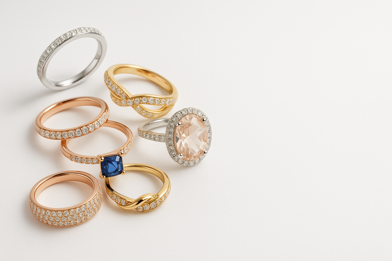 Elegant wedding rings on left side
