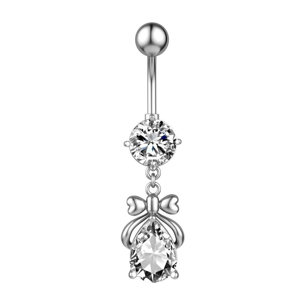 Animal Heart Dangle Belly Button Rings Surgical Steel Curved Navel Barbell Ring Body Jewelry Piercing for Women Girl
