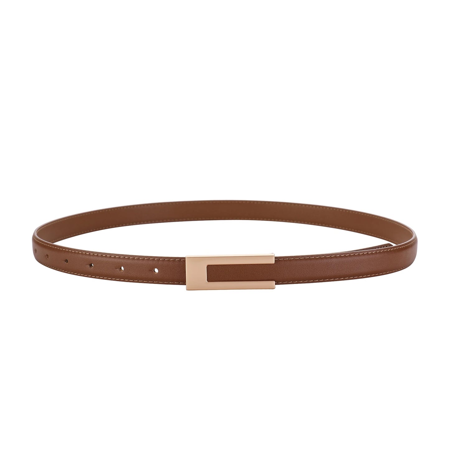 Real Leather Thin Belt Women Fashion Gold Metal Black White Belt Female Jeans Dress Accessories Waistband Skinny Girdle