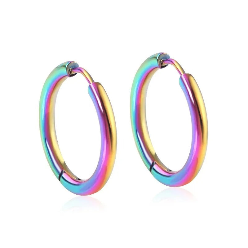 2Pcs Small Hoop Earrings for Women, Silver Color Stainless Steel Round Circle Pendientes  2025