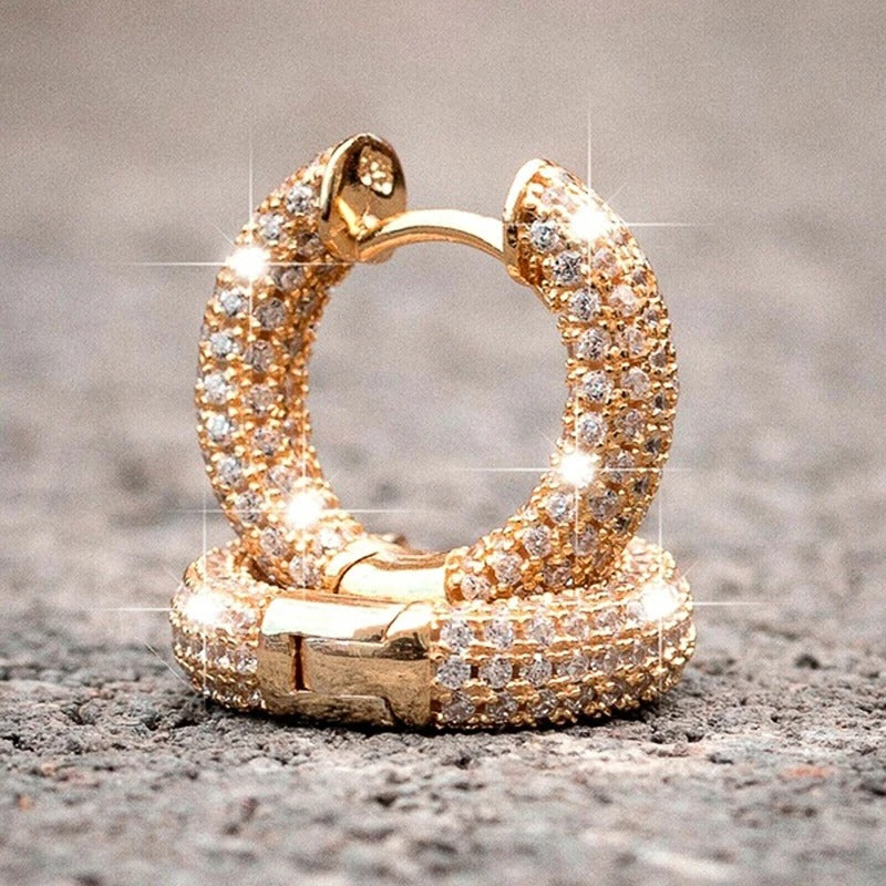 Luxury Women Small Hoop Earrings Dazzling Micro Paved Stones Jewelry