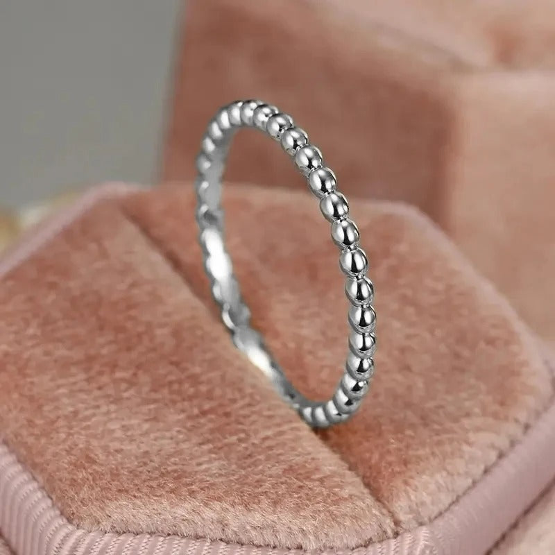 Minimalist Rings for Women Beads Band Design Exquisite Finger-rings Everyday Female Accessory Statement Jewelry