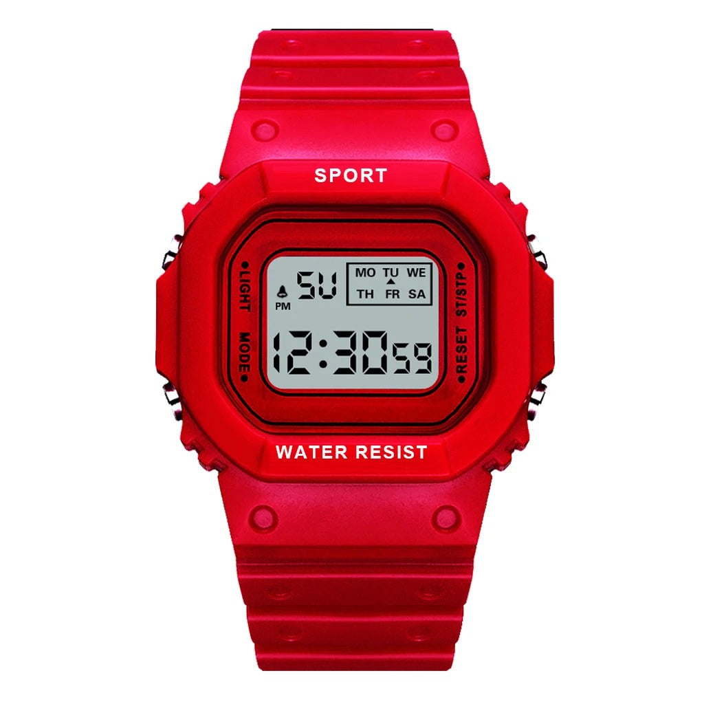 Sports Watch Girls Student LED Electronic Watch Colorful Women Square Digital Watches Waterproof Rubber Clock