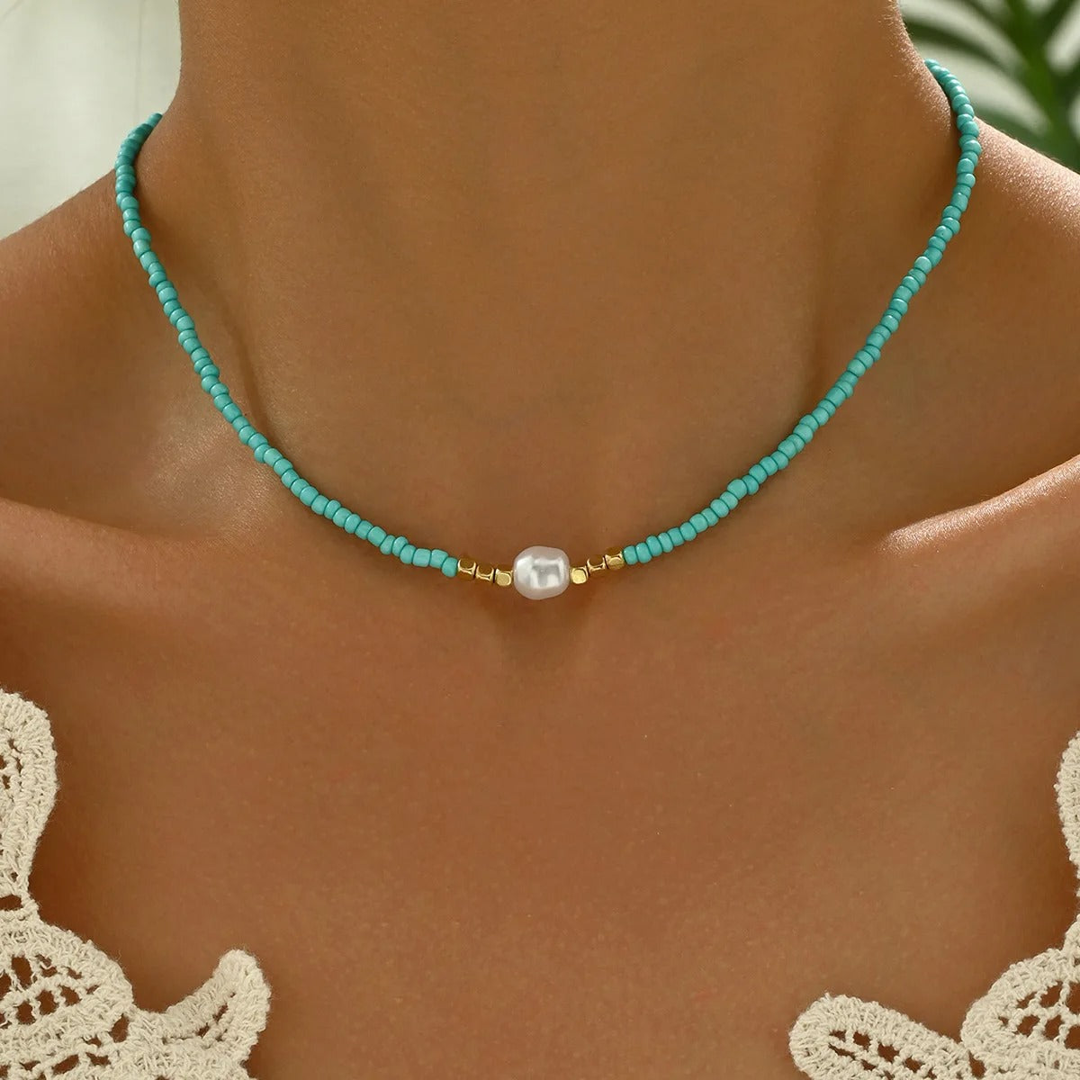 Vintage Bohemian Style Woven Rice Beads Beaded Necklace Women's Fashion Simple Design Holiday Party Accessories Gift