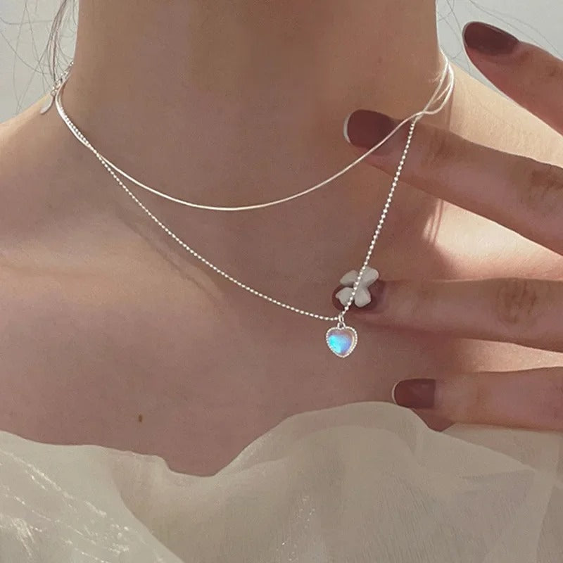 Silver Three-Layer Round Necklace Simple Snake Chain Charm Ball Chain Party Wedding Gift Women's Exquisite Jewelry