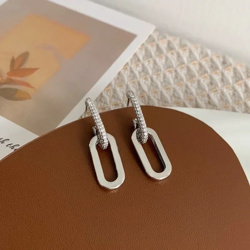Double Loop Design Drop Earrings Gold Color Geometric Round Hoop Earrings for Women Girls Punk Hip Hop Fashion Jewelry