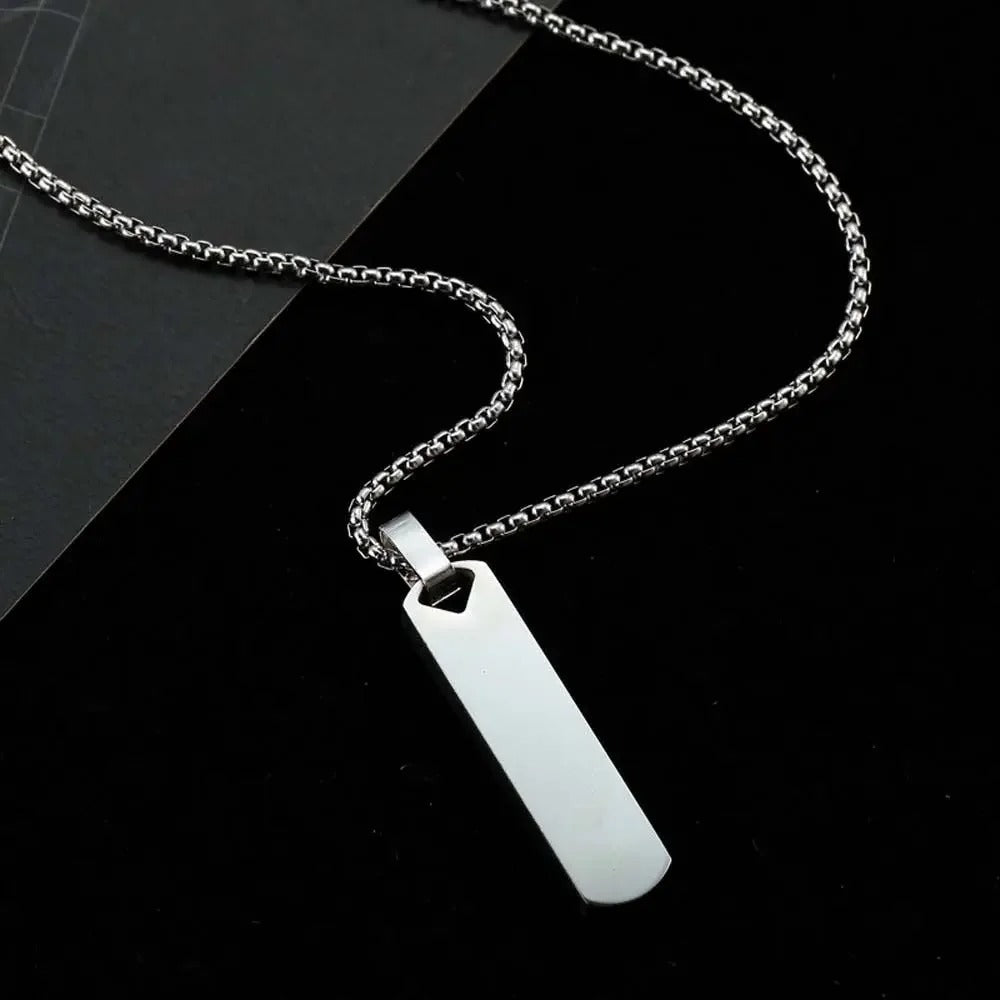 Simple Trendy Men Rectangle Bar Geometric Pendant Necklace Fashion Jewelry Decoration Accessories