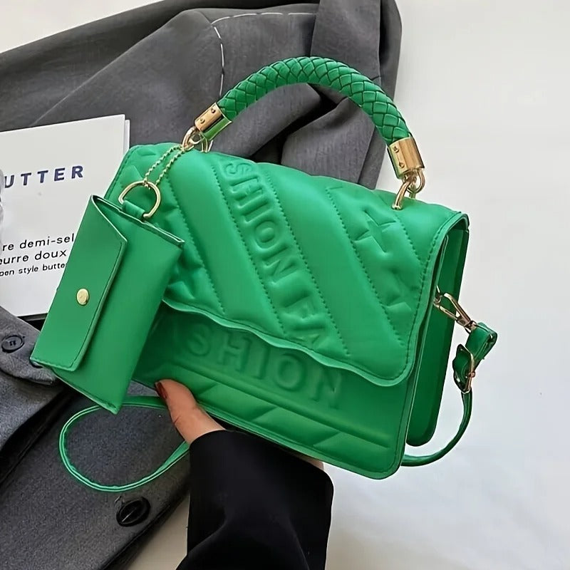 Quilted Crossbody Handbag for Women with Mini Coin Pouch