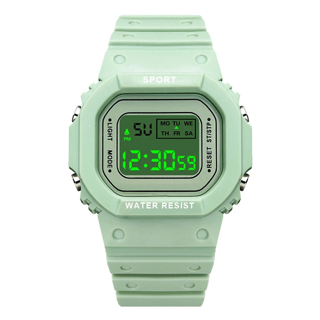 Sports Watch Girls Student LED Electronic Watch Colorful Women Square Digital Watches Waterproof Rubber Clock
